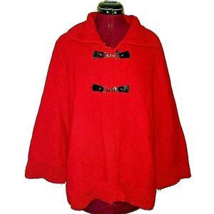 JM Collection Womens Cardigan Size Large Toggle Clasp New Red Amore